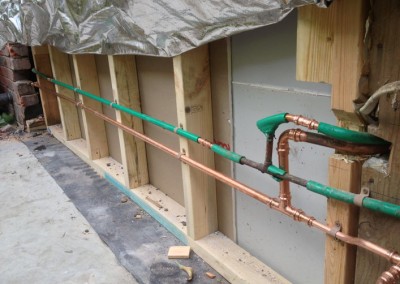hot & cold water plumbing copper pipe